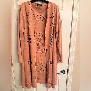 Elegant Peach Open-Front Cardigan